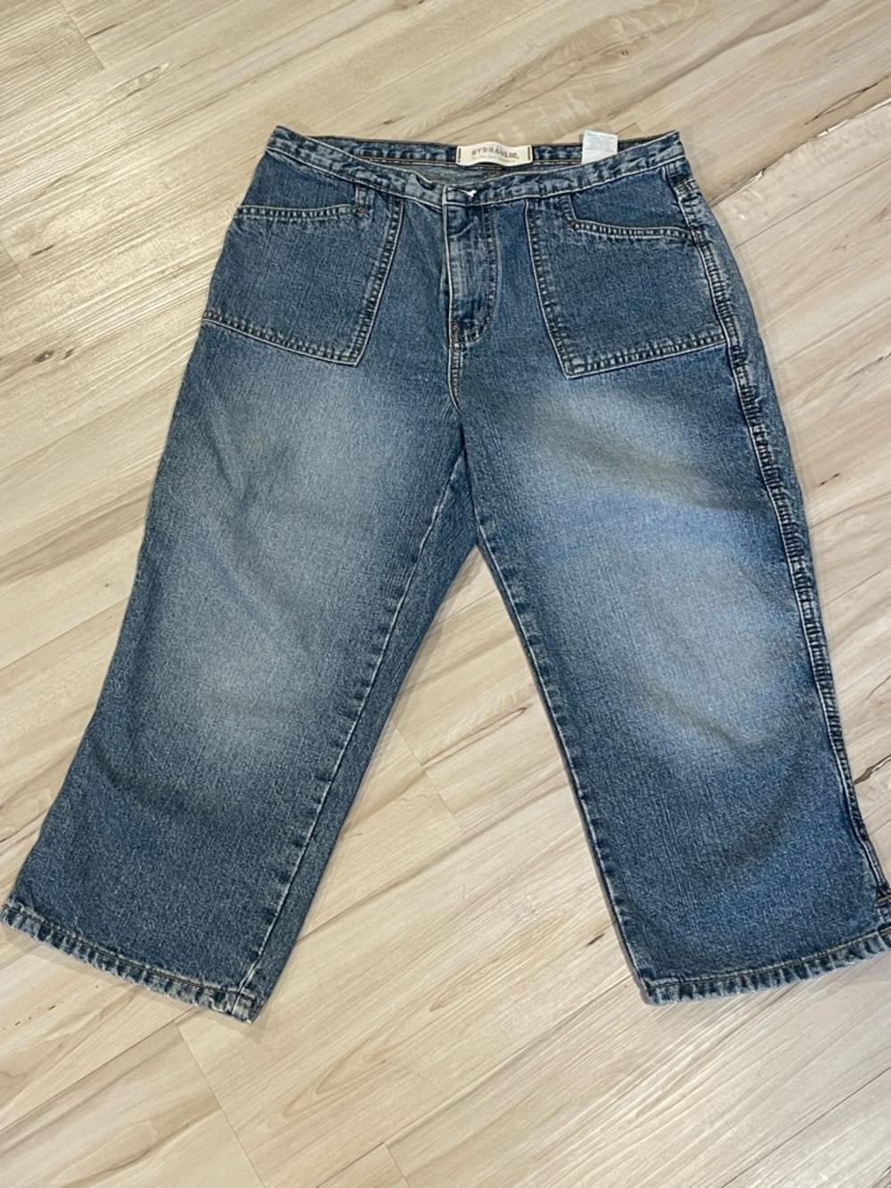 Hydraulic Denim Capri Jeans Women’s Size 7/8 Blue Wide Leg Cropped Patch Pocket